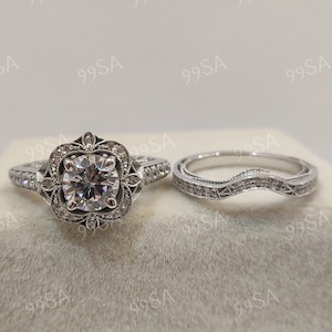1930s Antique 2.10Ct White Round Cut Diamond Engagement wedding Ring set in 935 Argentium Silver,Edwardian Ring,Antique engagement ring,gift