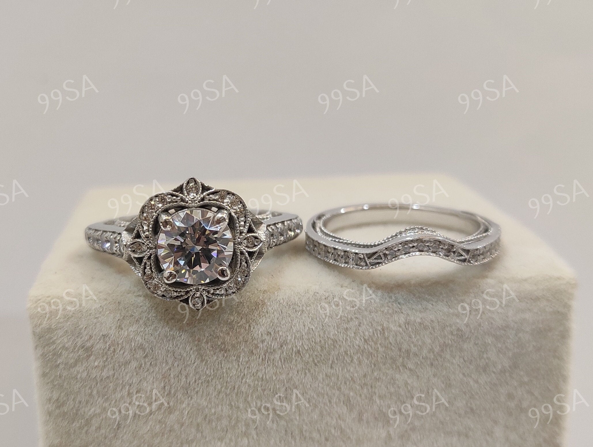 1930s Antique 2.10Ct White Round Cut Diamond Engagement wedding Ring set in 935 Argentium Silver,Edwardian Ring,Antique engagement ring,gift