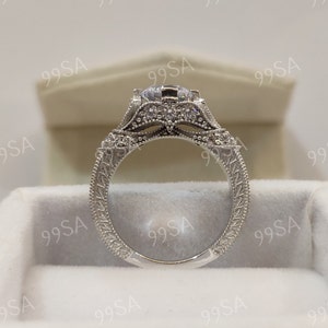 1930s Vintage 2.1 Carat Round Cut Diamond Engagement Wedding Ring in 935 Argentium Silver, Art Deco Ring, Gift for her, Antique jewelry,gift
