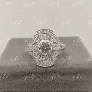 vintage 2.30ct weißer Diamant Verlobungsring im Rundschliff in 935 Argentium Silber, antiker Verlobungsring, Ringe für Frauen, Geschenke zum Jahrestag