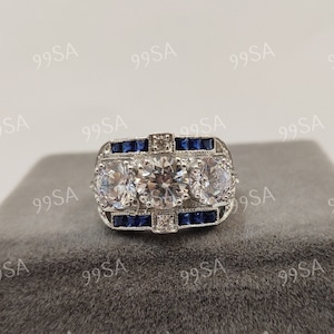 1930s vintage 2.30ct white Round cut diamond engagement ring in 925 sterling silver,antique engagement ring,womens rings,art deco ring,rings