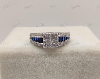 Antique 2.10 Ct White Princess Cut Engagement Ring in 935 Argentium Silver,Edwardian Ring,Gift for her,Rings for women,Anniversary Gifts