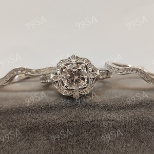 1930s Antique 2.10Ct White Round Cut Diamond Engagement wedding Ring set in Argentium Silver,Edwardian Ring,Antique engagement ring,gifts