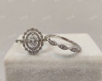 1930s Antique 2.10 Ct White Oval Cut Diamond Engagement wedding Ring set in 935 Argentium Silver, Edwardian Ring, Antique engagement ring