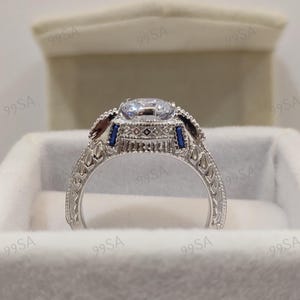 1930s Antique 2.10 Ct White Round Cut Diamond Engagement Ring in 935 Argentium Silver,Edwardian Ring,Antique engagement ring,gift for her
