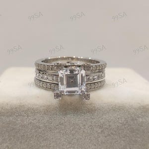 1930s Vintage 2.30Ct Asscher Cut Diamond Engagement Wedding Ring in 935 Argentium Silver,Art Deco Ring,Gift for her,Antique Engagement Ring