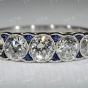 1930s vintage 2.40 Ct white round cut diamond wedding engagement ring in 935 Argentium silver, antique engagement ring, filigree ring, gifts