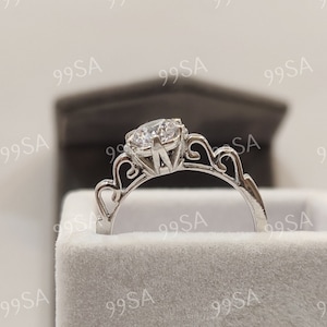 1930s vintage 2.30ct weißer Diamant Verlobungsring mit Rundschliff Diamant in 935 Argentium Silber
