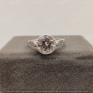 vintage 2.10ct white round european cut engagement ring in 925 sterling silver,antique engagement ring,bezel set ring,rings for women,gifts
