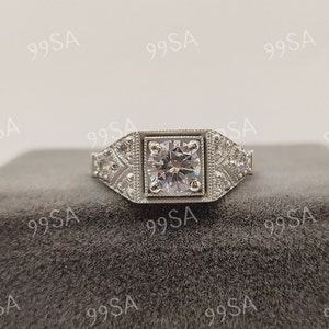 1930s vintage white round cut diamond engagement wedding ring in 925 sterling silver,art deco ring, rings for women, antique engagement ring