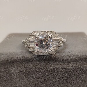 Antique 2.10 ct white round cut diamond engagement wedding ring in 925 sterling silver,art deco ring,antique engagement ring,Rings For Women