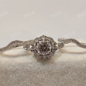 1930s Antique 2.10Ct White Round Cut Diamond Engagement wedding Ring set in 935 Argentium Silver,Edwardian Ring,Antique engagement ring,gift