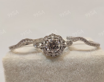 1930s Antique 2.10Ct White Round Cut Diamond Engagement wedding Ring set in 935 Argentium Silver,Edwardian Ring,Antique engagement ring,gift