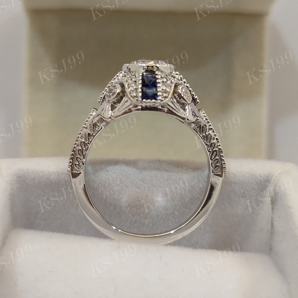 1930s Vintage 2.30Ct Round Cut Engagement Wedding Ring in 935 Argentium Silver,Art Deco Ring,Gift for her,Antique Engagement Ring