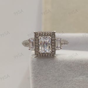 1930s Vintage 2.50 Ct White European cut Diamond Engagement Wedding Ring in 935 Argentium Silver,Gift for women,Solitaire Ring,art deco ring