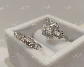 1930s Vintage 2.30 Carat White round cut diamond wedding engagement ring set in 935 Argentium Silver,Antique engagement ring,Rings for women