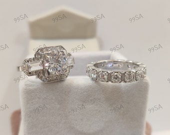 1930s Vintage 2.10 Ct Round Cut Diamond Wedding Engagement Ring in 935 Argentium Silver,Antique engagement Ring,Art Deco Ring,Gift for her