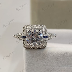 1930s Vintage 2.30Ct Round Cut Diamond Engagement Wedding Ring in 935 Argentium Silver,Art Deco Ring,Gift for her,Antique Engagement Ring