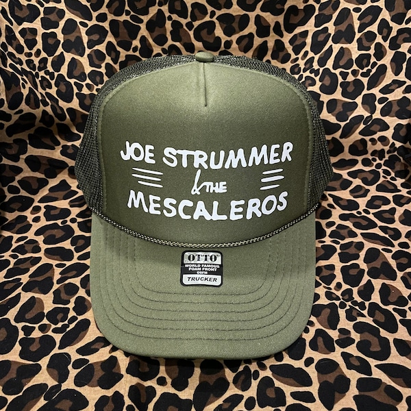 Joe Strummer - Mesh Trucker Hat - The Mescaleros - Combat Green White Print
