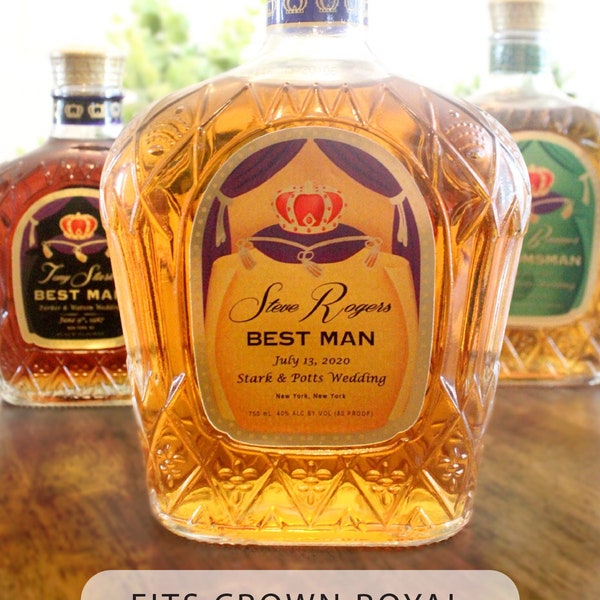 Personalized Label to fit Crown Royal Whiskey Bottles - Weddings, Birthdays, Anniversaries, Holidays & More