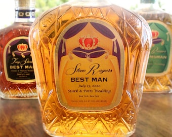 Personalized Label to fit Crown Royal Whiskey Bottles - Weddings, Birthdays, Anniversaries, Holidays & More
