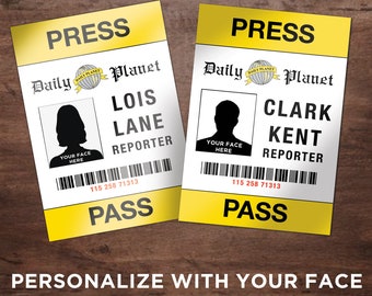 Personalized Lois and Clark Press Pass Badge with Sleeve and Clip