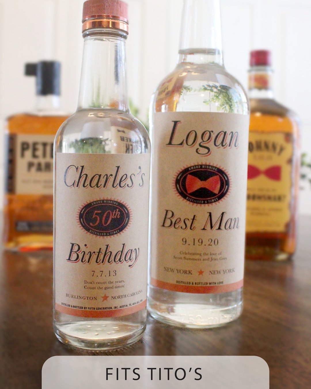 Personalized Label to Fit Tito's Stye Vodka Bottle Weddings