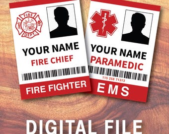 Fire Fighter, EMS Staff Badge for Costume (Editable Digital Download Only)