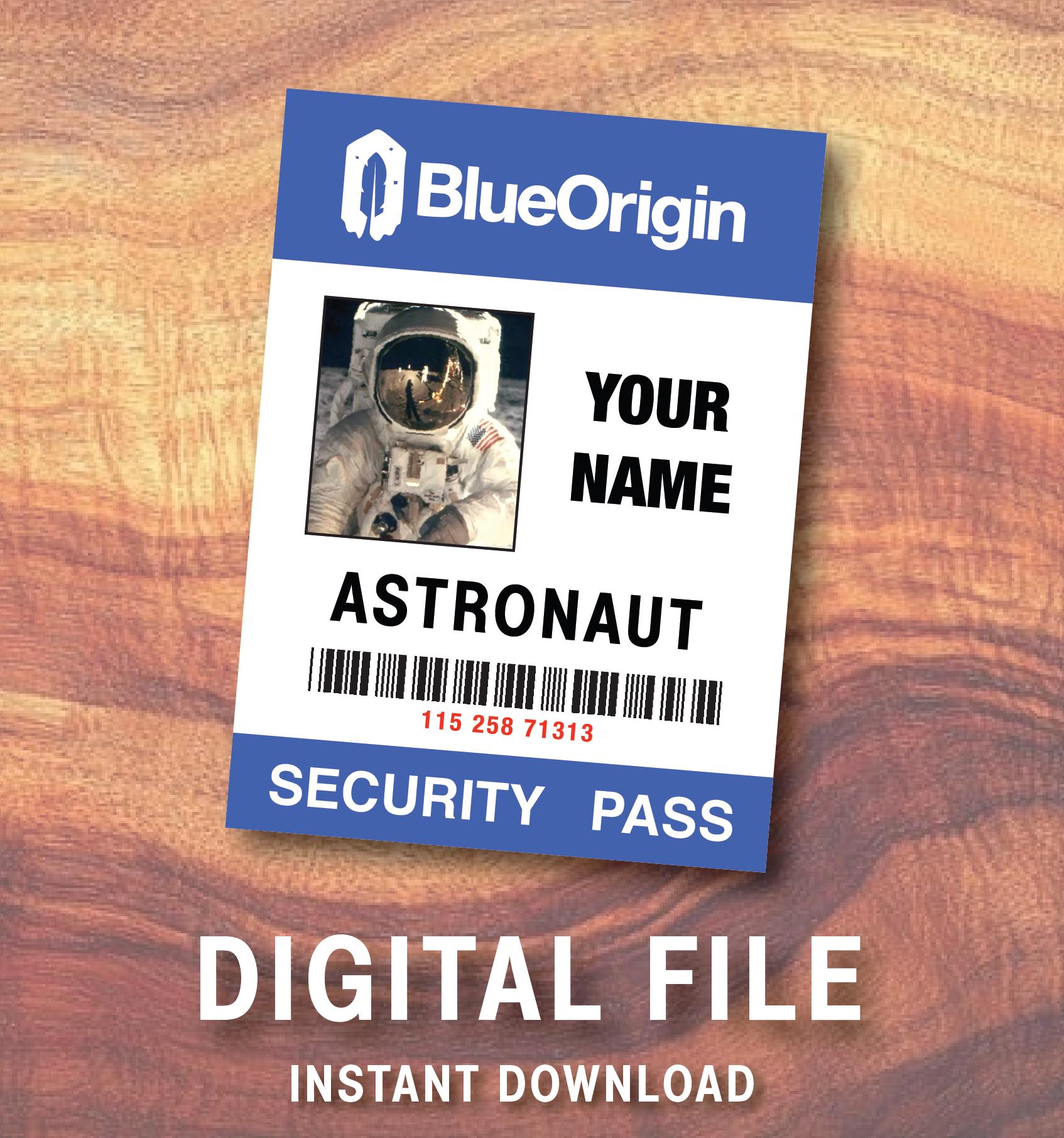 Blue Origin Astronaut Badge for Costume (editable Digital Download Only ...