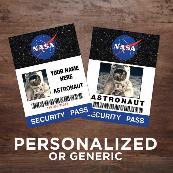 Personalized Astronaut Security Pass Badge with Badge Sleeve and Clip