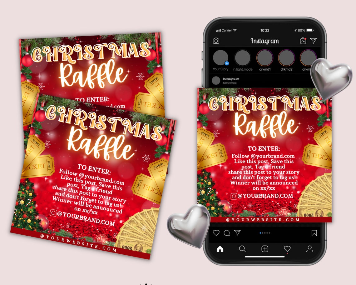 Christmas Raffle Flyer, Contest Flyer, Giveaway Flyer, Holiday Flyer ...