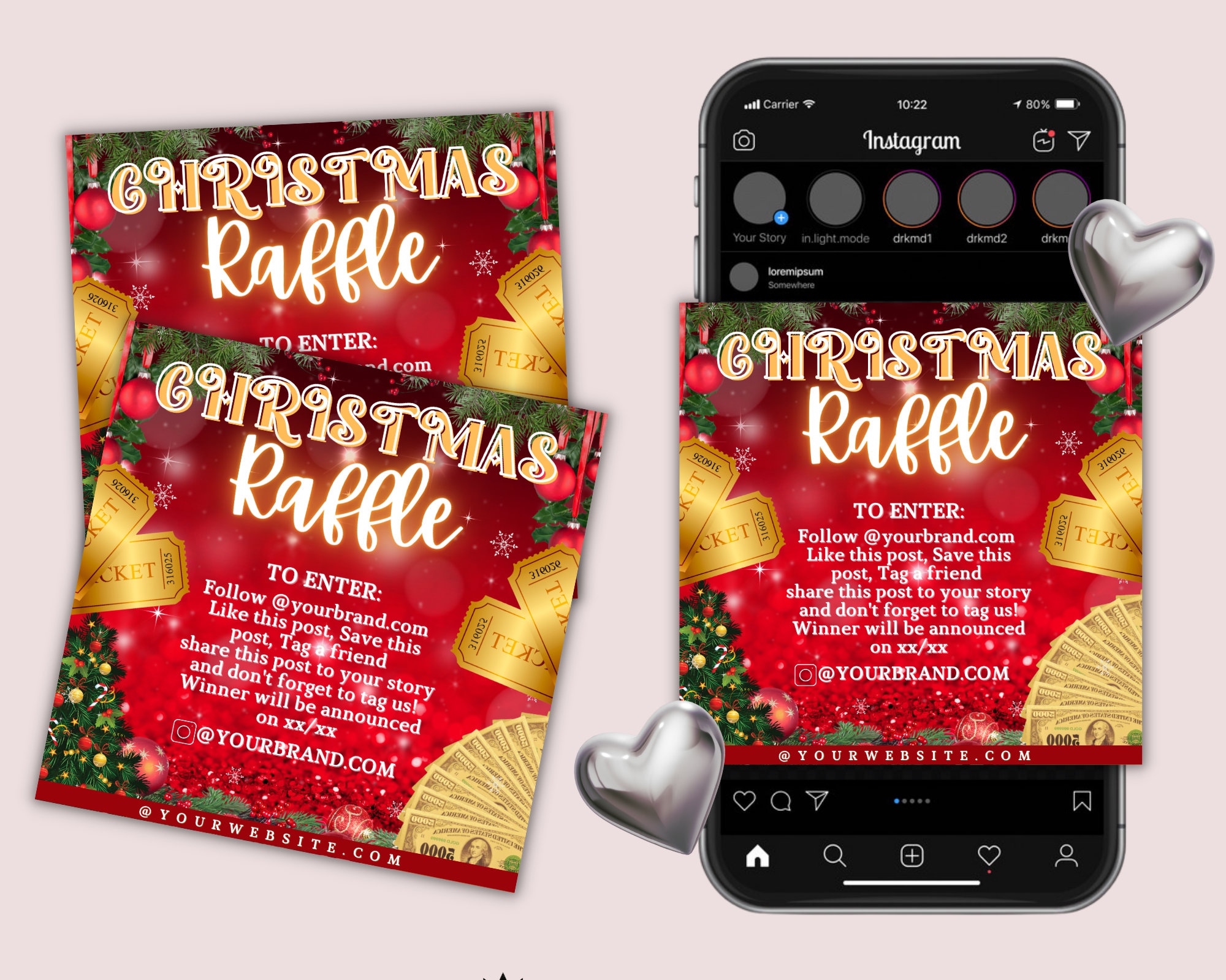 Christmas Raffle Flyer, Contest Flyer, Giveaway Flyer, Holiday Flyer ...