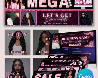 Website Banner Kit, Website Headers, Web Banners, Squarespace Banners, Website Banner Set, Shopify Banner, Editable Canva Templates