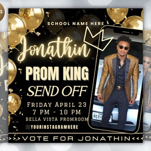 Vote homecoming KING , Social Media Flyer, Class campaign Flyer, high School homecoming, homecoming prince vote, homecoming king flyer