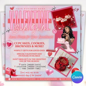 February Bake Sale Flyer, Valentine&#39;s Day Bake Sale Flyer, Sweet Treats Flyer, Valentine&#39;s Day Dessert Flyer,Valentines Sale,Bake Shop Flyer