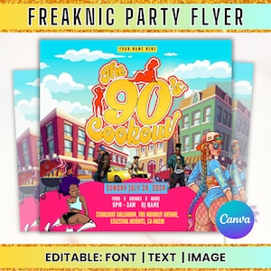 Ulotka Freaknik Party, Ulotka 90s Cookout, Ulotka Nightclub, Impreza Pool Mansion, Ulotka Summer Party, Splash Alt, Szablon Canva Editable