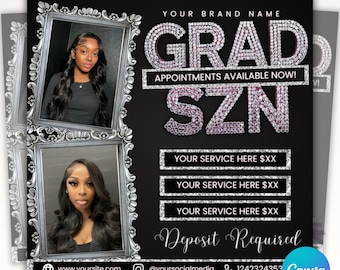 Graduation Booking Flyer, Graduation Special Flyer, Graduation Deals, Grad Books Open, Graduation Nail booking flyer, Hair, Lash Tech Flyer