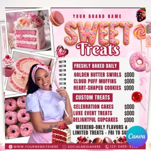 Bakery Flyer, Cake Flyer, Sweet Treats Flyer,  Sweet Treats Flyer, Pastry Flyer, Bake Shop Flyer, Pastry Flyer template, Cake Sweets Flyer