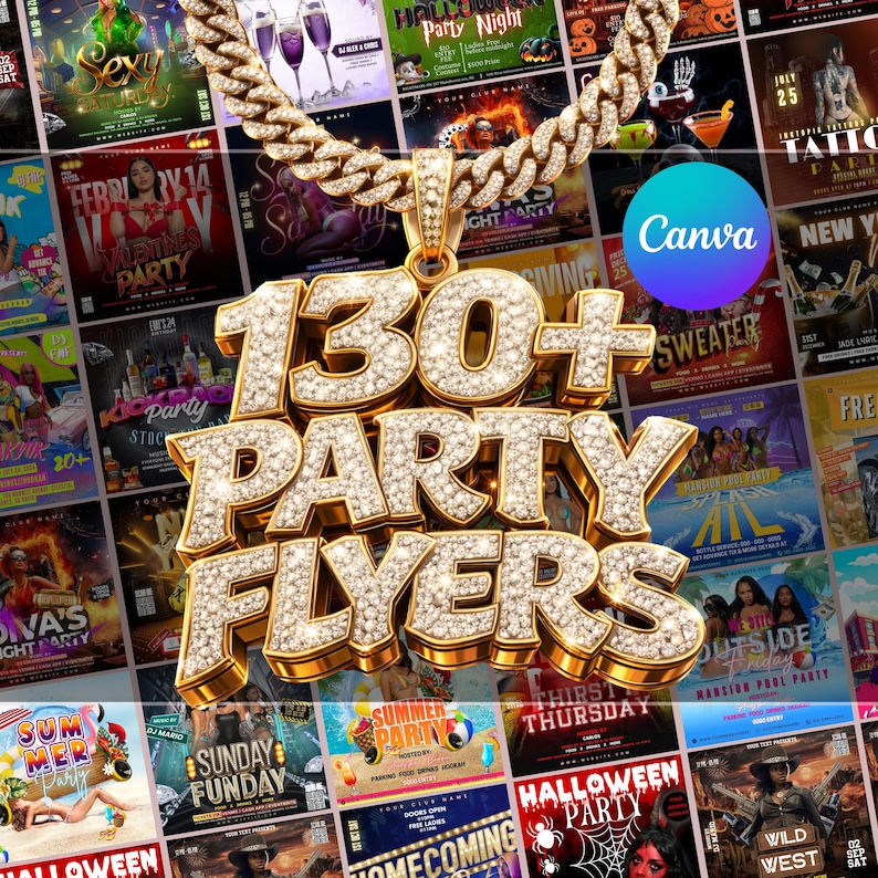Party Flyer bundle, Editable Kickback Club Flyer, Freaknik Party flyer, Event Flyer, DJ Whiskey Night, Canva Template, Instant Download image 1