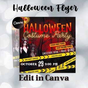 Halloween Flyer, Social Media Flyer, bearbeitbare Halloween-Party-Einladung, DIY Canva-Vorlage, Halloween-Party-Flyer-Canva