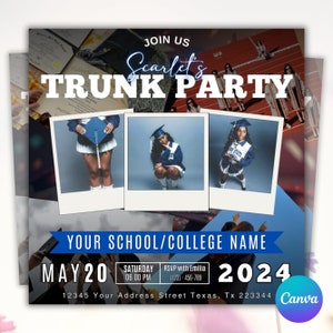 Trunk Party Flyer, Graduation Party Invitation, College Send Off Invitation, Social Media Flyer, Editable Canva Template, Instant Download