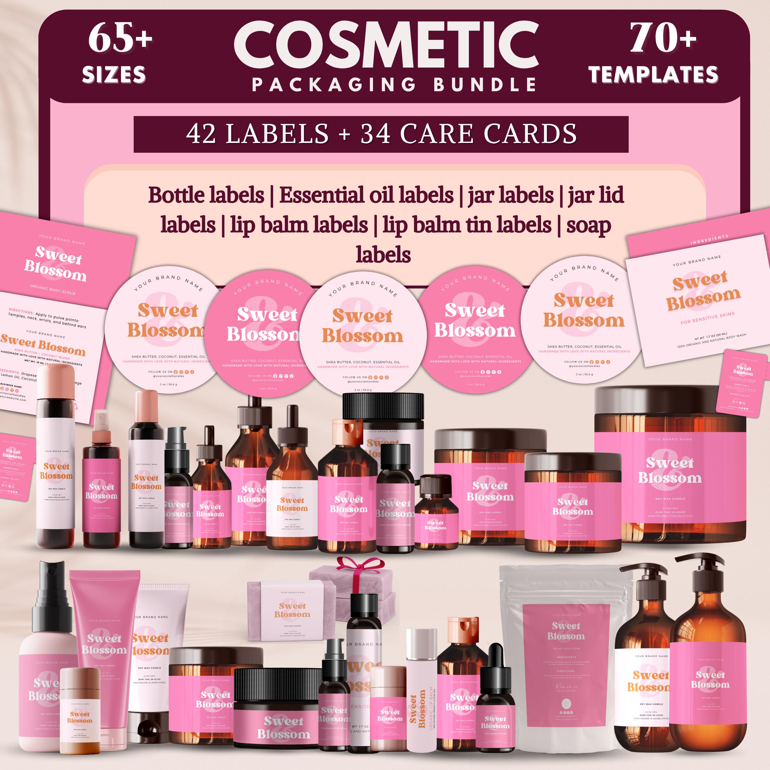 Cosmetic Labels Bundle, Editable Skincare Label Templates, Product Label Template, Custom Body Product Label DIY Branding Kit
