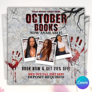 October Booking Flyer, DIY Hair Lash Makeup Nail Appointments Available Flyer, Social Media Flyer, Book Now Flyer, Editable Canva Template