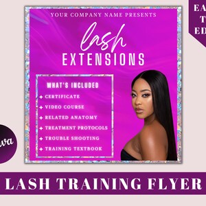 Lash Training Flyer, Beauty Flyer, Lash Business, Instagram Flyer, Black And White, Minimal Flyer, Social Media Flyer, Editable Flyer