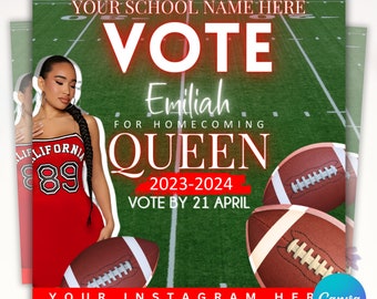 Homecoming Flyer, Vote Homecoming Queen Flyer, Campaign Flyer, Class Campaign Flyer, Prom Queen Flyer, Election Flyer, Canva Templates