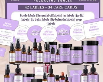 Cosmetic Labels Bundle, Editable Skincare Label Templates, Product Label Template, Custom Body Product Label DIY Branding Kit