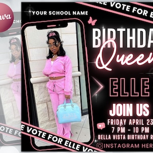 Birthday Celebration Flyer Platinum Template | DIY Bday Invitation RSVP Boutique Hair Lash Nails Social Media Instagram Editable Canva Flyer