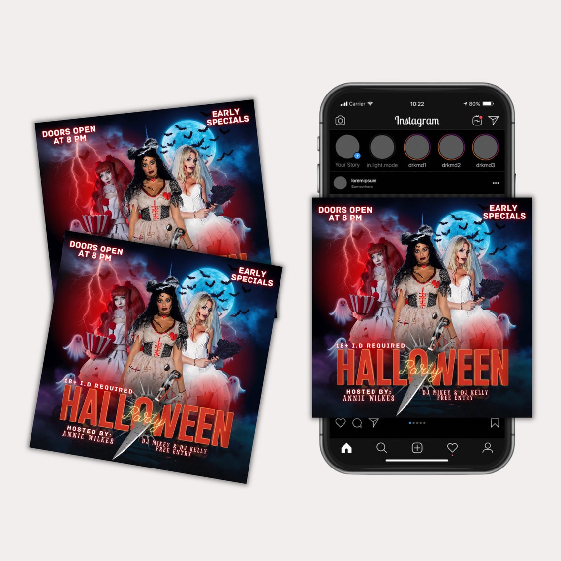 Editable Spooky Halloween Party Flyer, Adult Costume Party Template ...