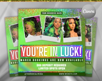 March Booking Flyer, St.Patricks Day March Flyer, March Books, Book Now Flyer, March Madness Flyer, Lashes, Nails, Hair Braid Specials
