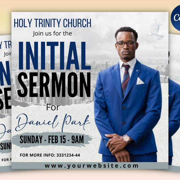 Initial Sermon Invitation Template Flyer,Social Media Flyer Template For Initial Sermon,Church Conference Flyer,Bible Study Invitation Flyer